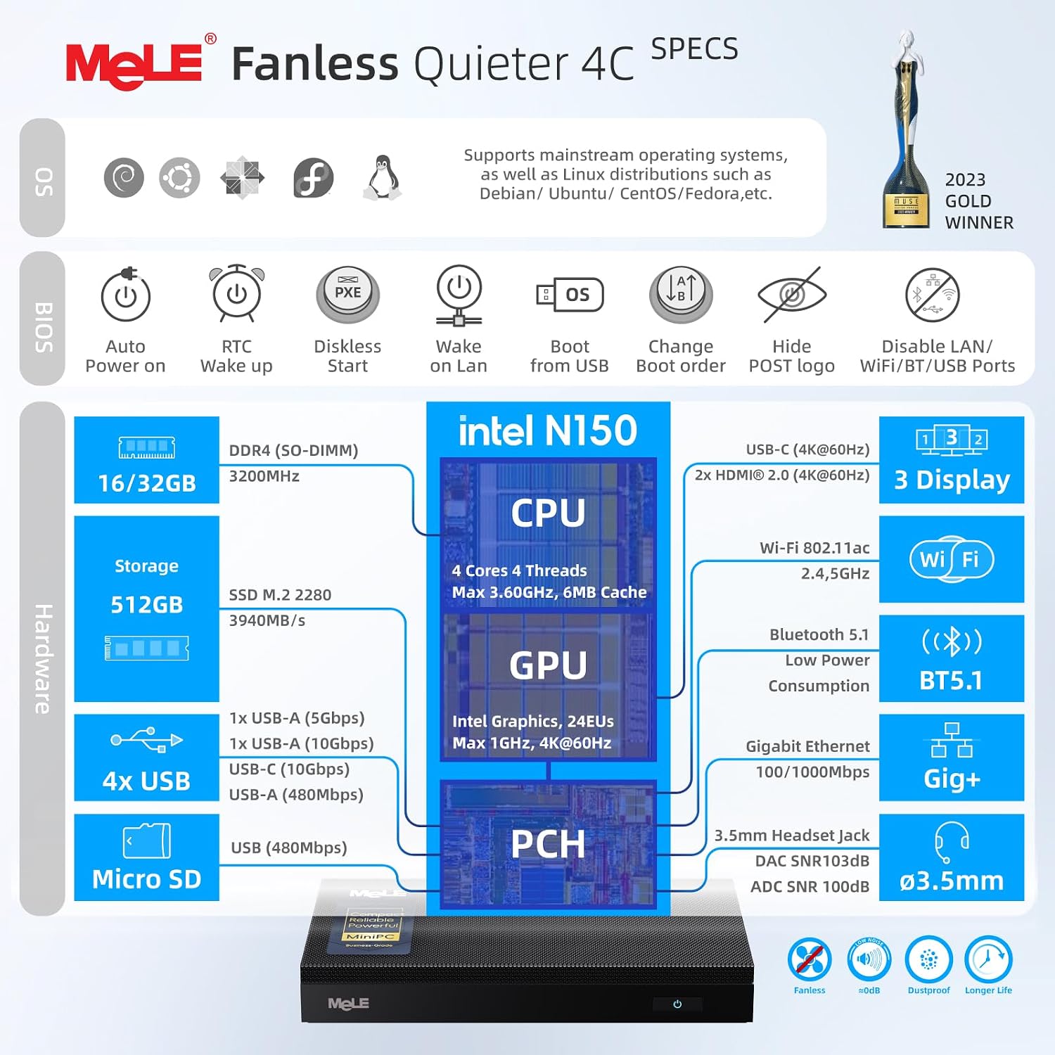 MeLE Quieter4C N150 Fanless Mi - Ddr4 Desktop Ram review and price